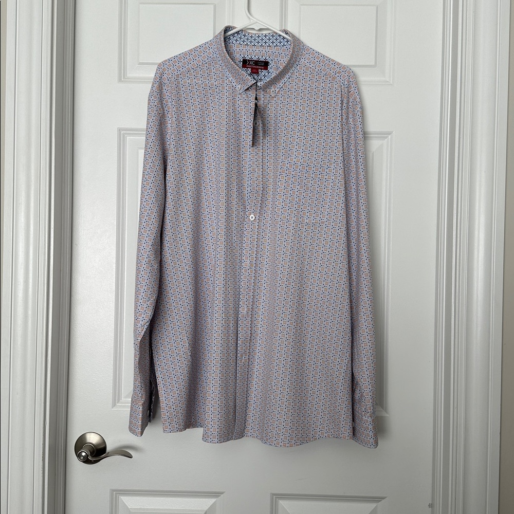 Johnston & Murphy XC4 Orange and Blue Geometric Shirt